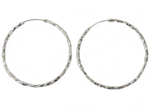 Ohrringe Creolen mit gedrehter Optik Echt Silber 45 mm