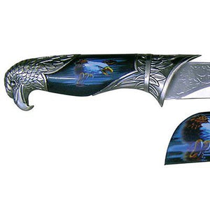 Deko Messer Brieföffner mit Scheide Weißkopfseeadler blau ziselierte Klinge