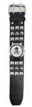Lade das Bild in den Galerie-Viewer, Armbanduhr Quartzuhr Bikeruhr Lederarmband Totenkopf Skull Niete schwarz
