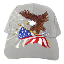 Lade das Bild in den Galerie-Viewer, Native Pride Adler Flagge USA Baseballcap Cap mit Schild Bestickt Grau
