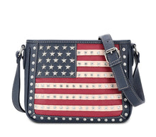 Lade das Bild in den Galerie-Viewer, Stars &amp; Stripes Flagge USA Westerntasche Schultertasche Handtasche
