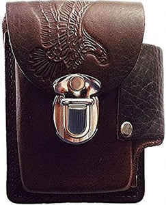 Zigarettenetui Zigarettenbox Adler aus Leder braun Made in USA Feuerzeug