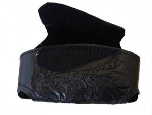 Gürteltasche Leder Handytasche Messertasche schwarz punziert mit Klettvers