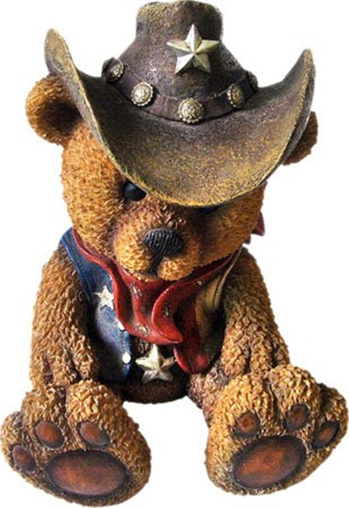 Spardose Sparbüchse Western Bear Cowboy Teddybär 19 cm groß, handbemal – westernlifestyle