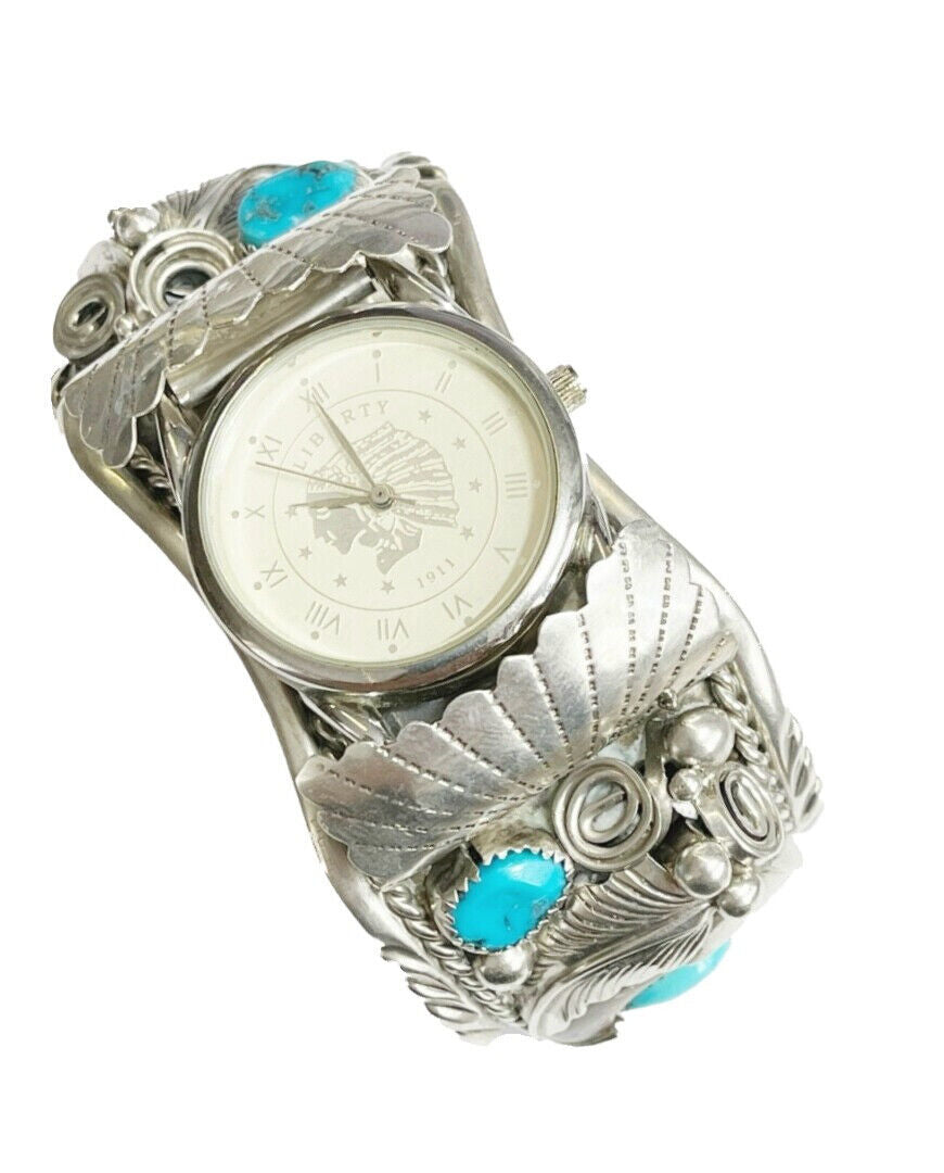 Navajo Indianerschmuck Armreif Uhr Armspange Bärenkralle Silber