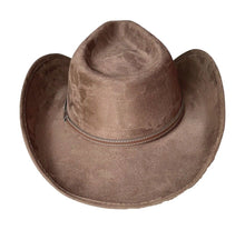 Lade das Bild in den Galerie-Viewer, Brauner Cowboyhut mit Lederhutband Westernhut Velour
